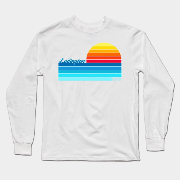 Ludington Sunset Long Sleeve T-Shirt by Megan Noble